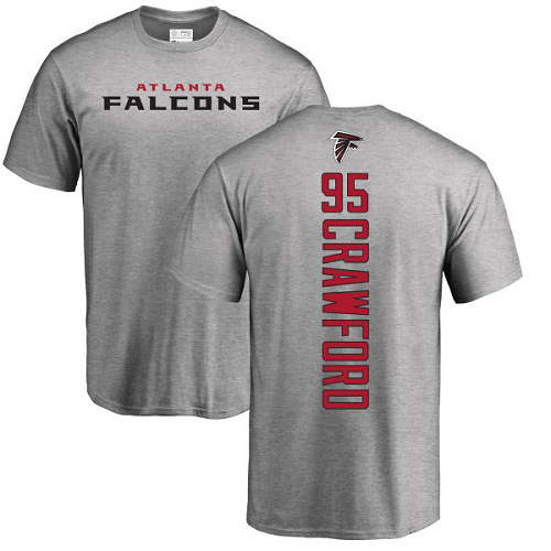 Atlanta Falcons Men Ash Jack Crawford Backer NFL Football #95 T Shirt